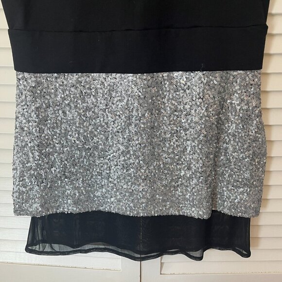 RARE Markus Lupfer dress black sequin silver medium t-shirt - Picture 8 of 10